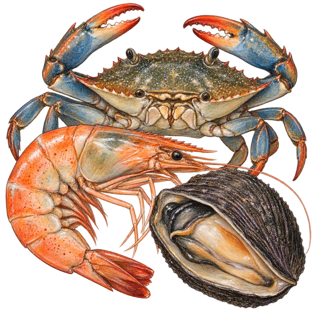 Ilustración de Mariscos