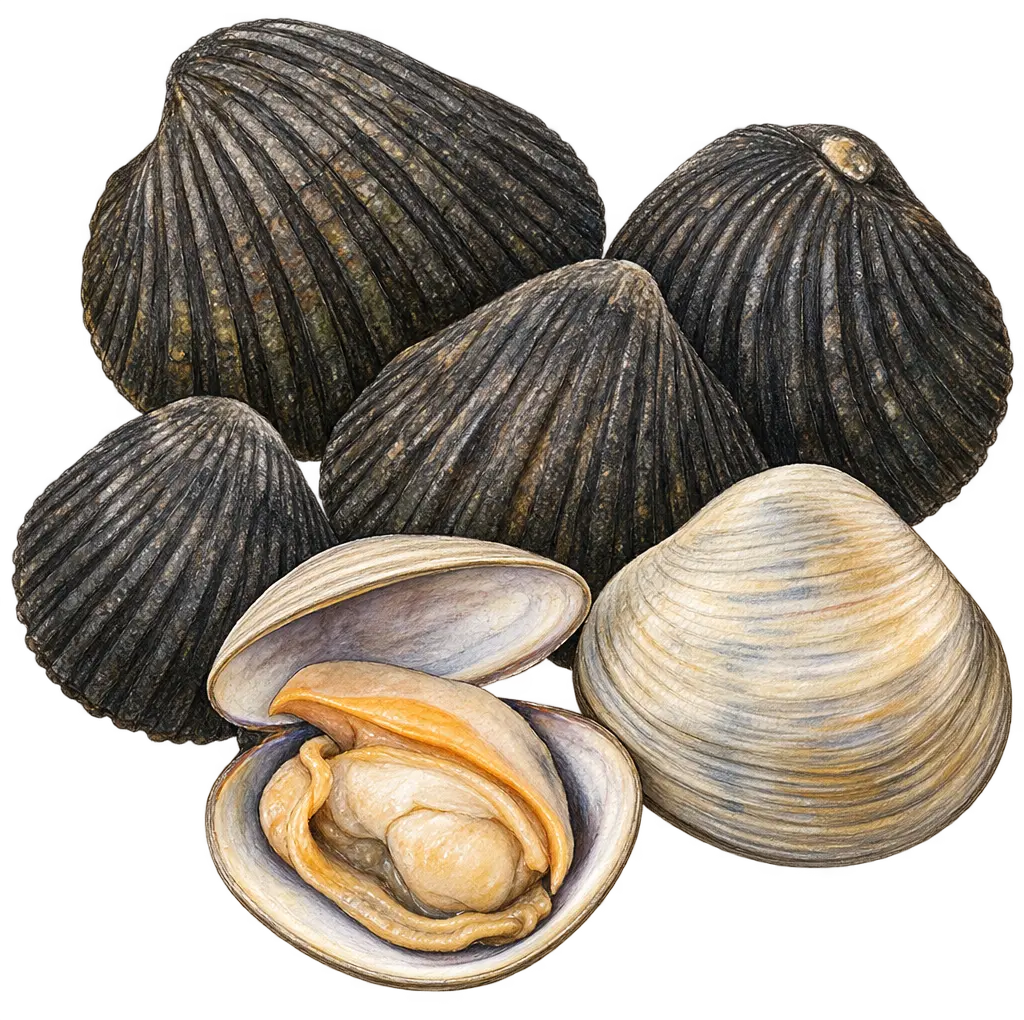 Ilustración de Piangua y almejas